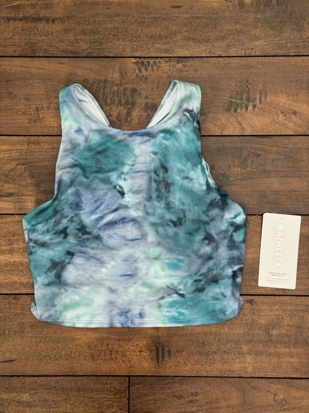 Athleta Conscious Crop Printed A-C Blue-Green Top